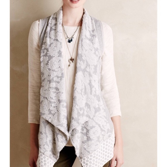 Anthropologie Gray Lace Vest - Picture 1 of 3